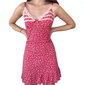 Pink floral slip dress
